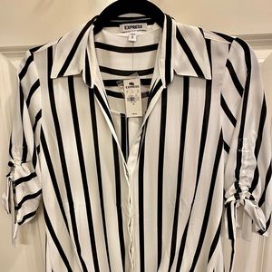 NWT- Express black and white striped blouse